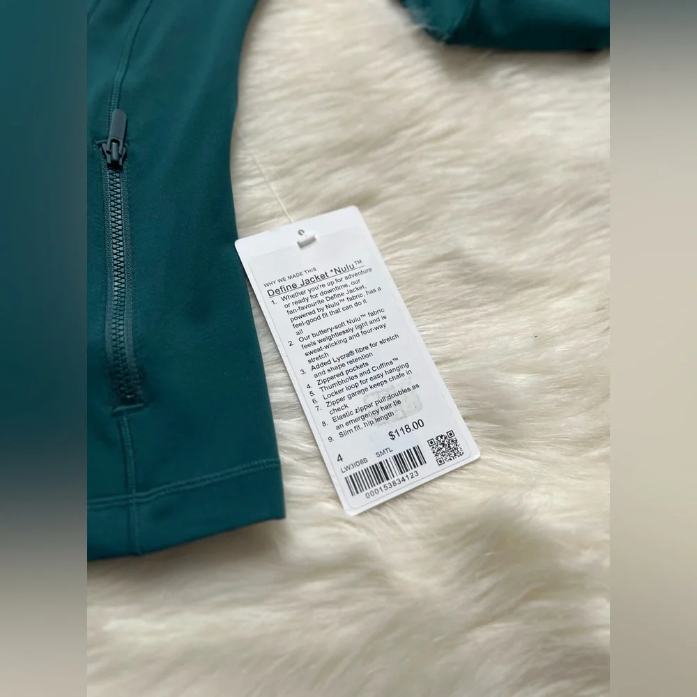 🆕Lululemon🍋 Define Jacket Nulu Colour Storm Teal Sz 4 - Picture 8 of 11